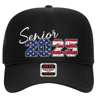 Senior 2025 American Flag Usa Graduation Class Of 2025 Trucker Hat