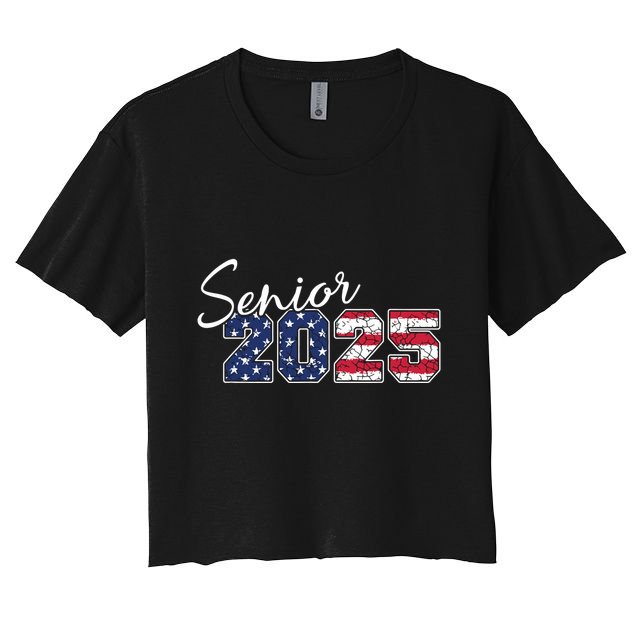 Senior 2025 American Flag Usa Graduation Class Of 2025 Crop Top