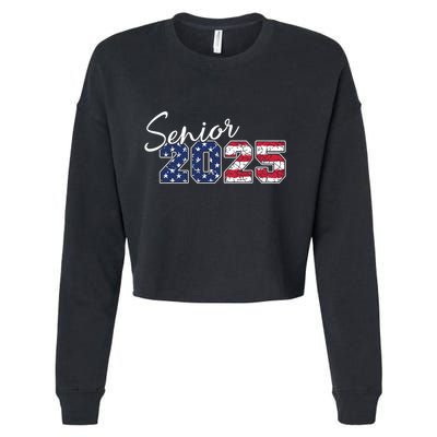 Senior 2025 American Flag Usa Graduation Class Of 2025 Cropped Pullover Crew