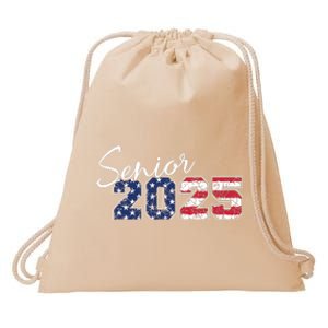 Senior 2025 American Flag Usa Graduation Class Of 2025 Drawstring Bag