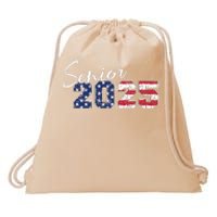 Senior 2025 American Flag Usa Graduation Class Of 2025 Drawstring Bag