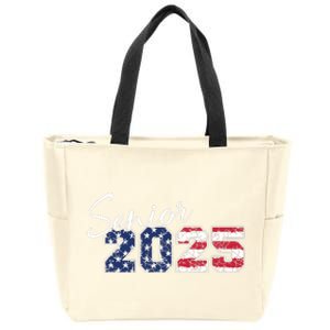 Senior 2025 American Flag Usa Graduation Class Of 2025 Zip Tote Bag