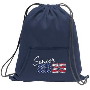 Senior 2025 American Flag Usa Graduation Class Of 2025 Sweatshirt Cinch Pack Bag