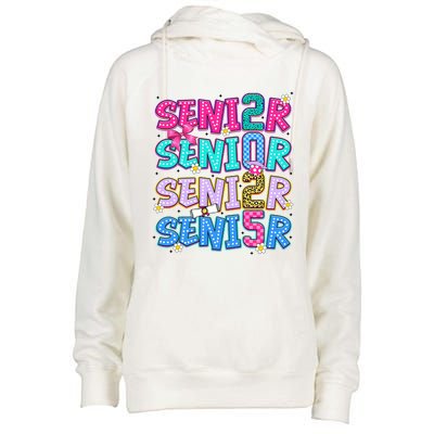 Senior 2025 Back To School Graduation Womens Funnel Neck Pullover Hood