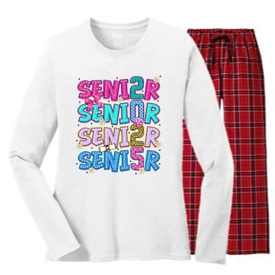 Senior 2025 Back To School Graduation Women's Long Sleeve Flannel Pajama Set 