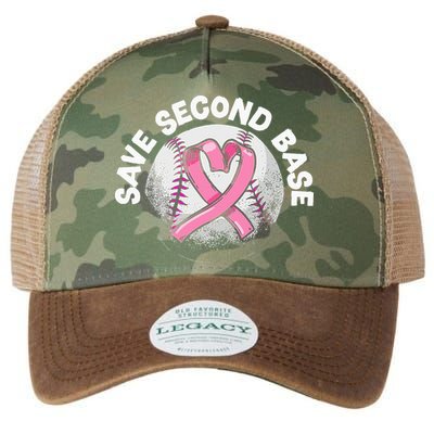 Save 2nd Base Baseball Player Breast Cancer Awareness Legacy Tie Dye Trucker Hat