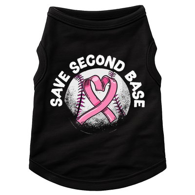 Save 2nd Base Baseball Player Breast Cancer Awareness Doggie Tank