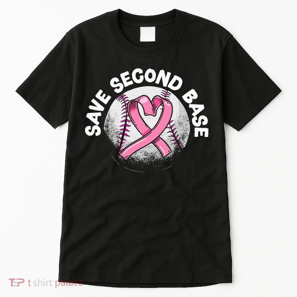 Save 2nd Base Baseball Player Breast Cancer Awareness Tall T-Shirt