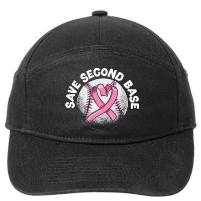 Save 2nd Base Baseball Player Breast Cancer Awareness 7-Panel Snapback Hat