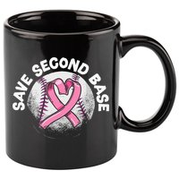 Save 2nd Base Baseball Player Breast Cancer Awareness 11oz C Handle Ceramic Mug