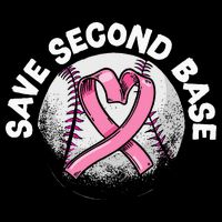 Save 2nd Base Baseball Player Breast Cancer Awareness Drawstring Bag