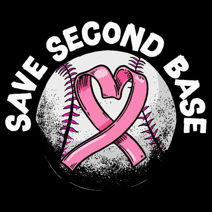 Save 2nd Base Baseball Player Breast Cancer Awareness Drawstring Bag