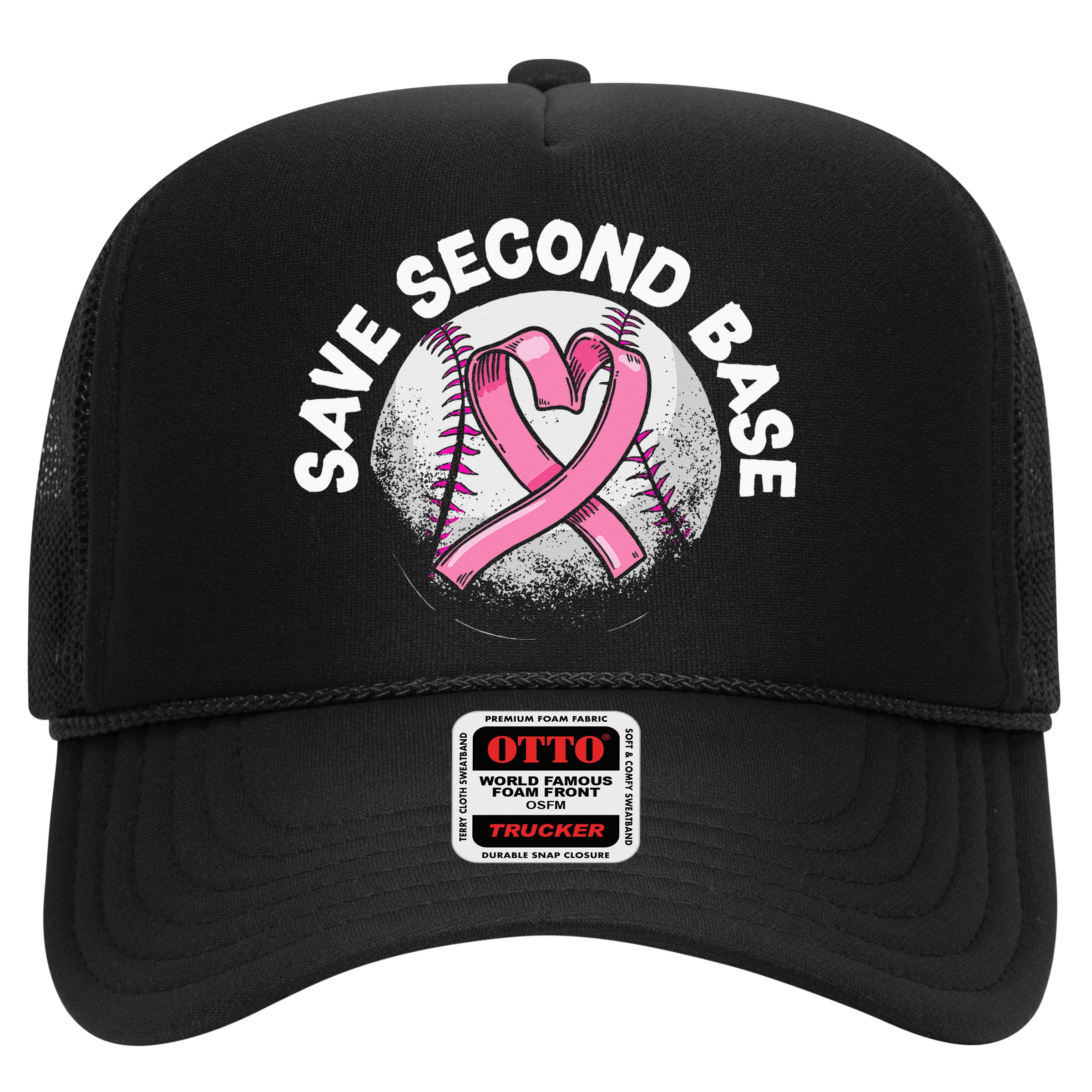 Save 2nd Base Baseball Player Breast Cancer Awareness Hat