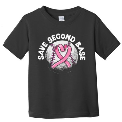 Save 2nd Base Baseball Player Breast Cancer Awareness Toddler T-Shirt