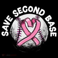 Save 2nd Base Baseball Player Breast Cancer Awareness Womens T-Shirt