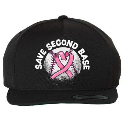 Save 2nd Base Baseball Player Breast Cancer Awareness Wool Snapback Cap