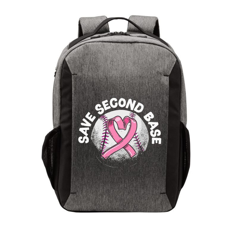 Save 2nd Base Baseball Player Breast Cancer Awareness Vector Backpack