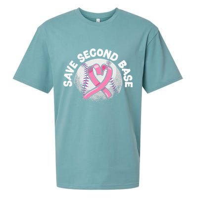 Save 2nd Base Baseball Player Breast Cancer Awareness Sueded Cloud Jersey T-Shirt