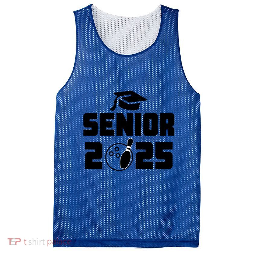 Senior 2025 Bowling Graduation Funny Class Of 2025 Retro Gift Mesh Reversible Basketball Jersey Tank