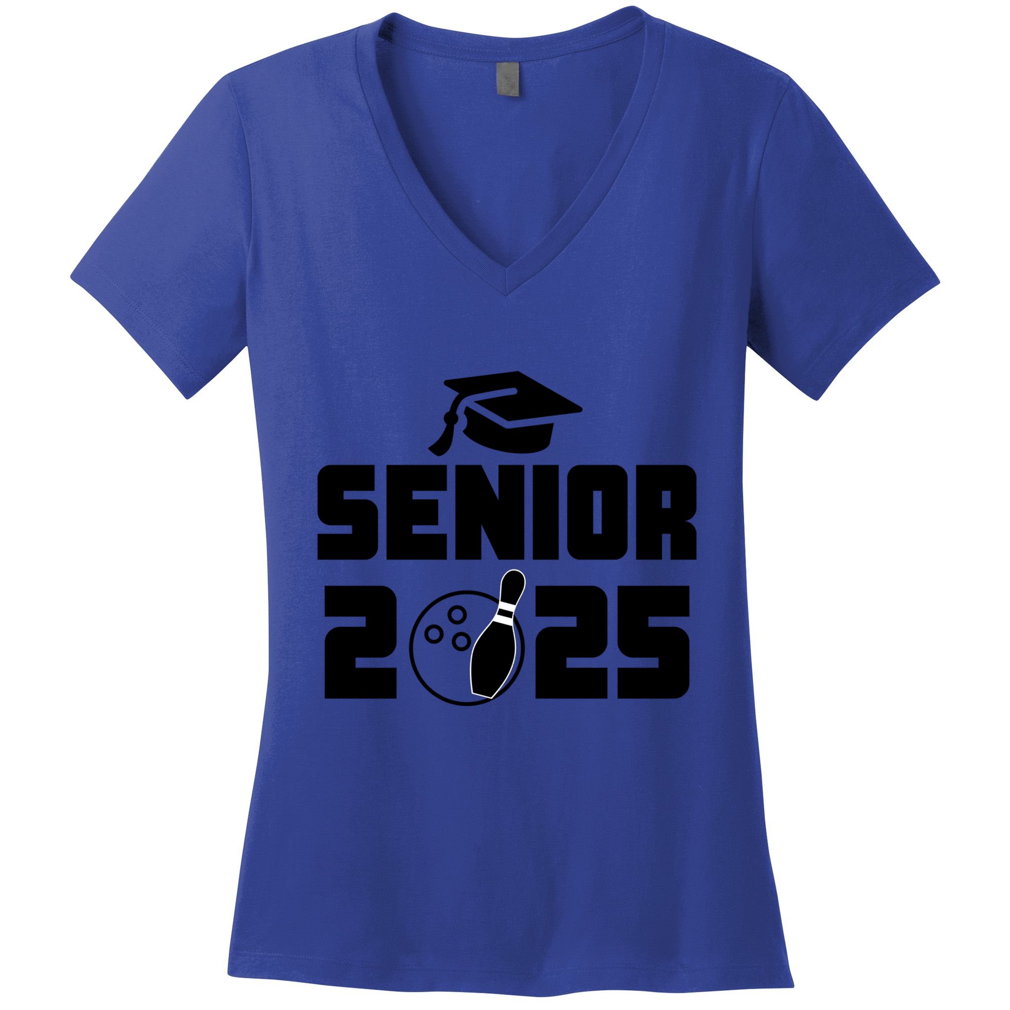 Senior 2025 Bowling Graduation Funny Class Of 2025 Retro Gift Women's V-Neck T-Shirt