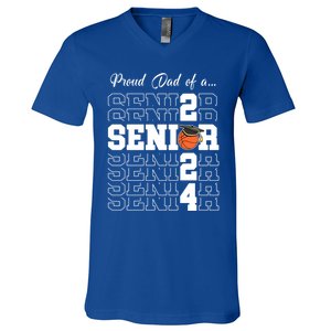 Senior 2024 Basketball Dad Gift Class Of 2024 Proud Dad Gift V-Neck T-Shirt