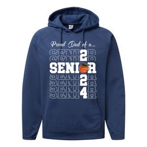 Senior 2024 Basketball Dad Gift Class Of 2024 Proud Dad Gift Performance Fleece Hoodie