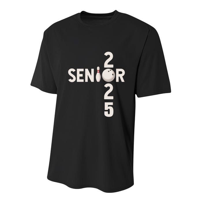 Senior 2025 Bowling Player Graduating Class Of 2025 Gift Youth Performance Sprint T-Shirt