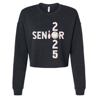 Senior 2025 Bowling Player Graduating Class Of 2025 Gift Cropped Pullover Crew