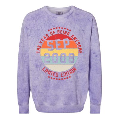 Sep 2008 Birthday The Year Of Being Awesome Gift Colorblast Crewneck Sweatshirt