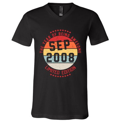 Sep 2008 Birthday The Year Of Being Awesome Gift V-Neck T-Shirt