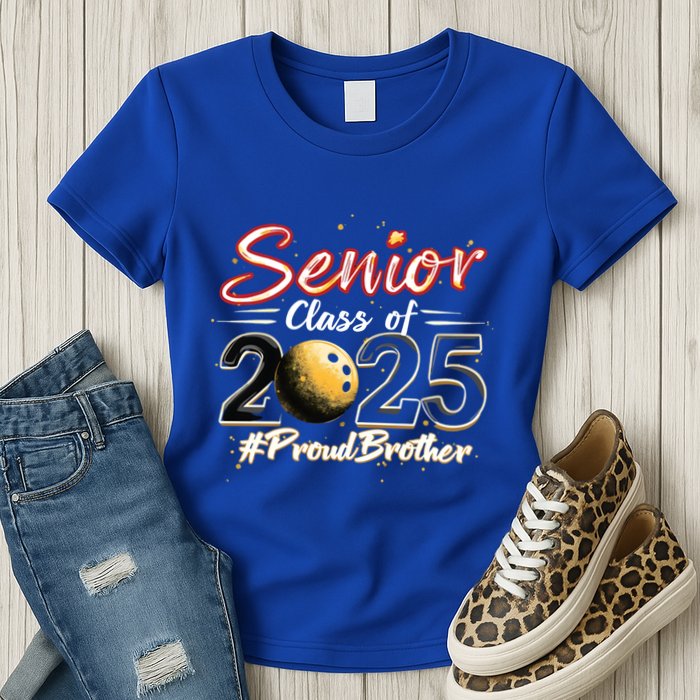 Senior 2025 Bowling Player Graduating Class Proud Brother Cool Gift Womens T-Shirt