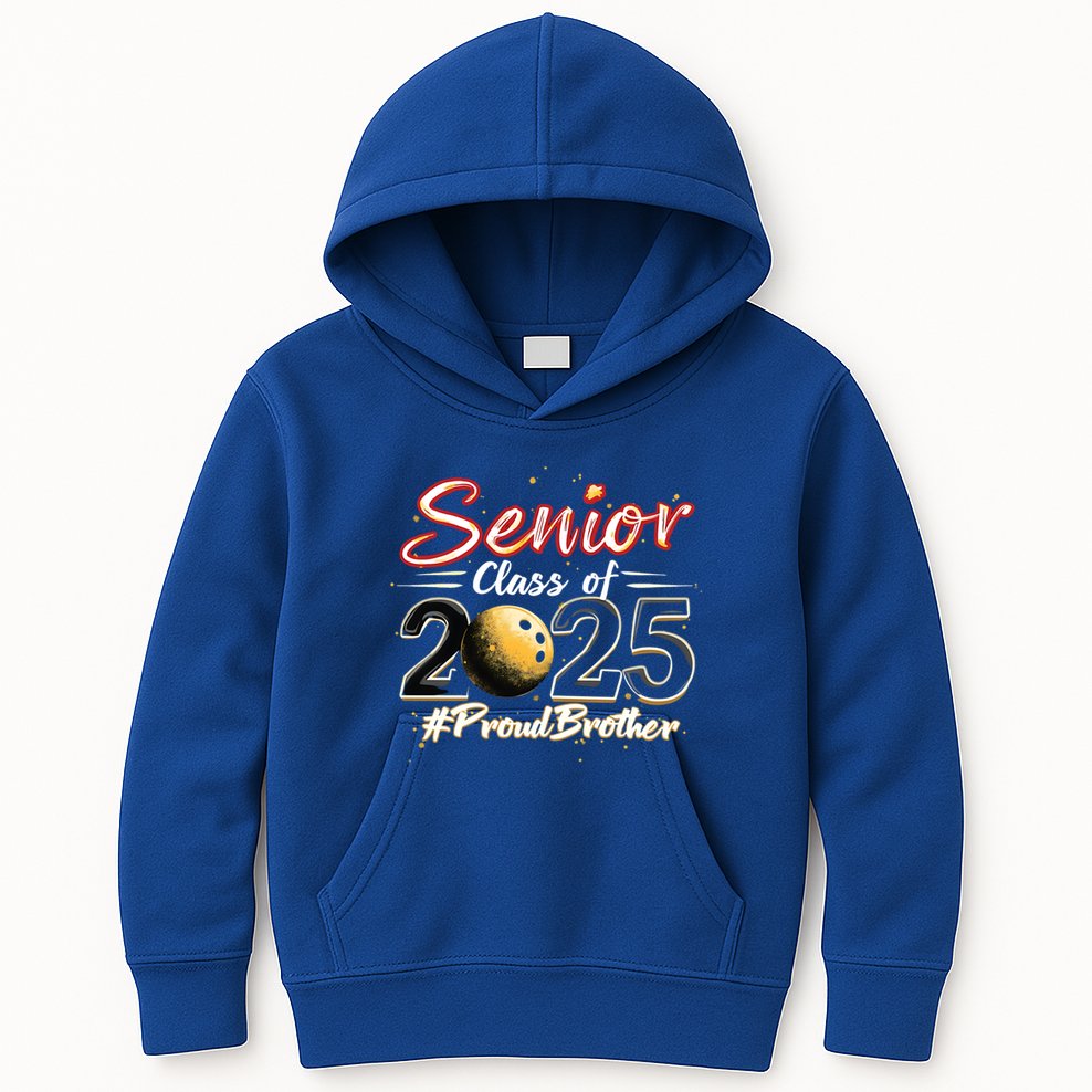 Senior 2025 Bowling Player Graduating Class Proud Brother Cool Gift Kids Hoodie