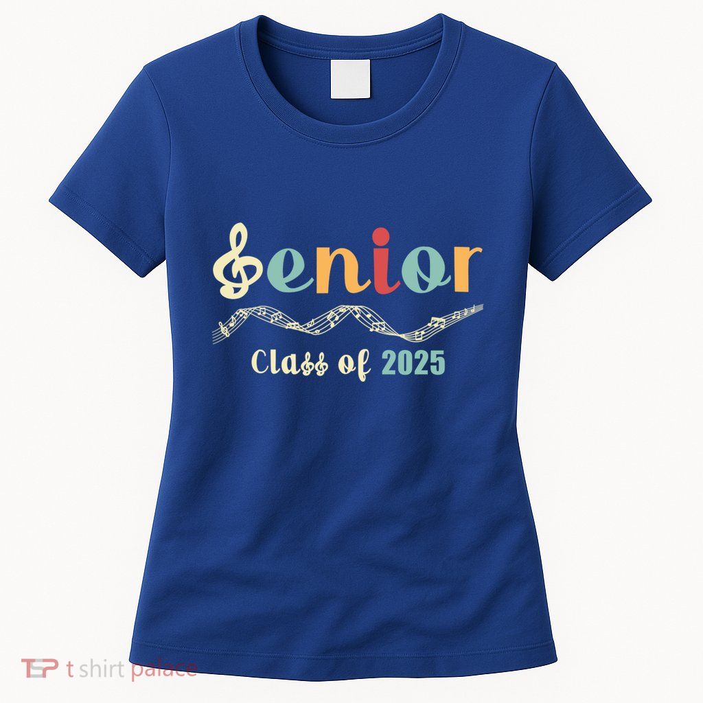 Senior 25 Band Orchestra Choir Class Of 2025 Music Notes Great Gift Womens T-Shirt