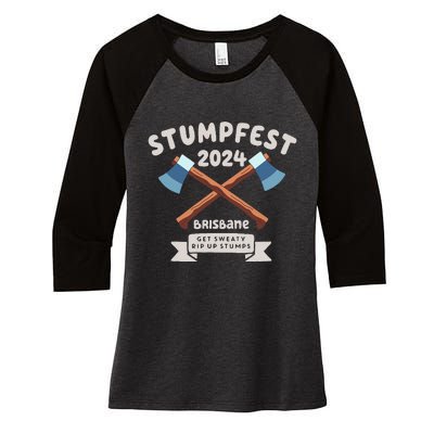 Stumpfest 2024 Brisbane Get Sweaty Women's Tri-Blend 3/4-Sleeve Raglan Shirt