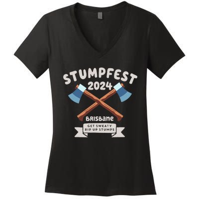 Stumpfest 2024 Brisbane Get Sweaty Women's V-Neck T-Shirt