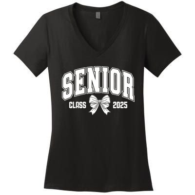 Senior 2025 Coquette Class Of 2025 Senior Year Girl & Women Women's V-Neck T-Shirt