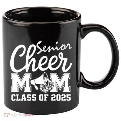 Senior 2025 Cheer Team Mom High School Graduation Outfit Gift 11oz C Handle Ceramic Mug