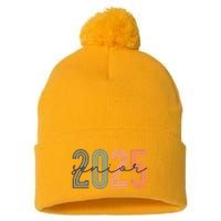 Senior 2025 Class Of 2025 Back To School Retro Graduation Pom Pom 12in Knit Beanie