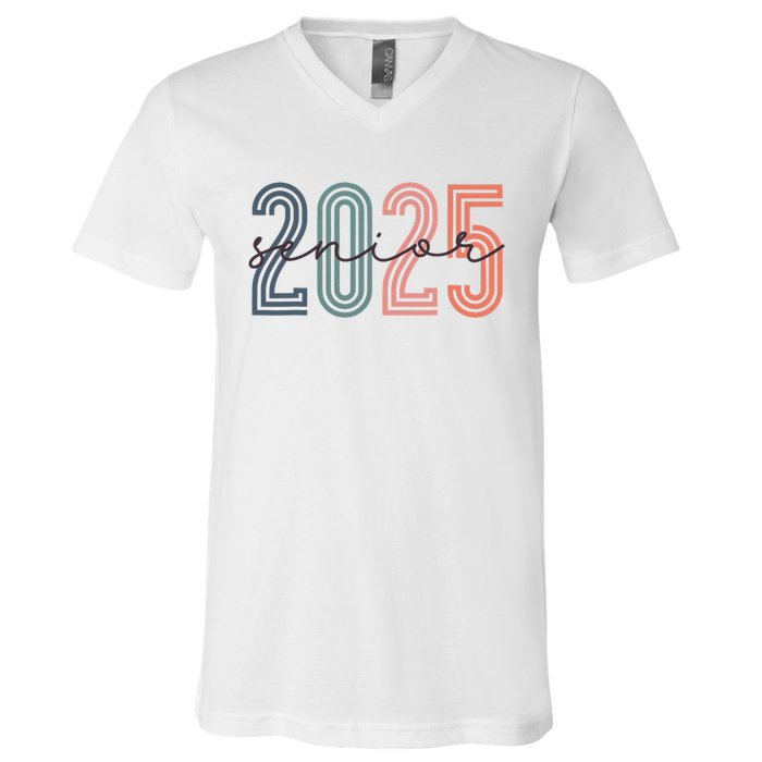 Senior 2025 Class Of 2025 Back To School Retro Graduation V-Neck T-Shirt