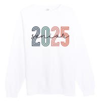 Senior 2025 Class Of 2025 Back To School Retro Graduation Premium Crewneck Sweatshirt