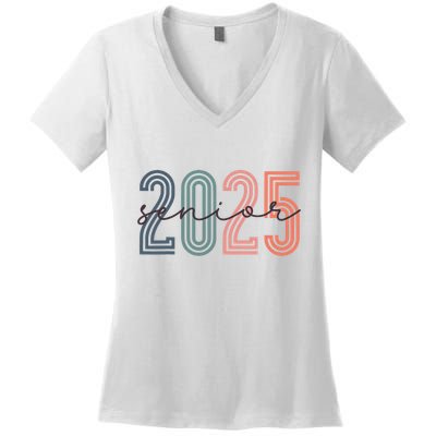 Senior 2025 Class Of 2025 Back To School Retro Graduation Women's V-Neck T-Shirt