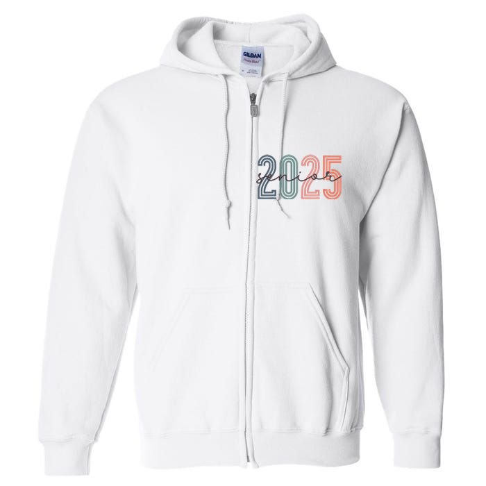 Senior 2025 Class Of 2025 Back To School Retro Graduation Full Zip Hoodie