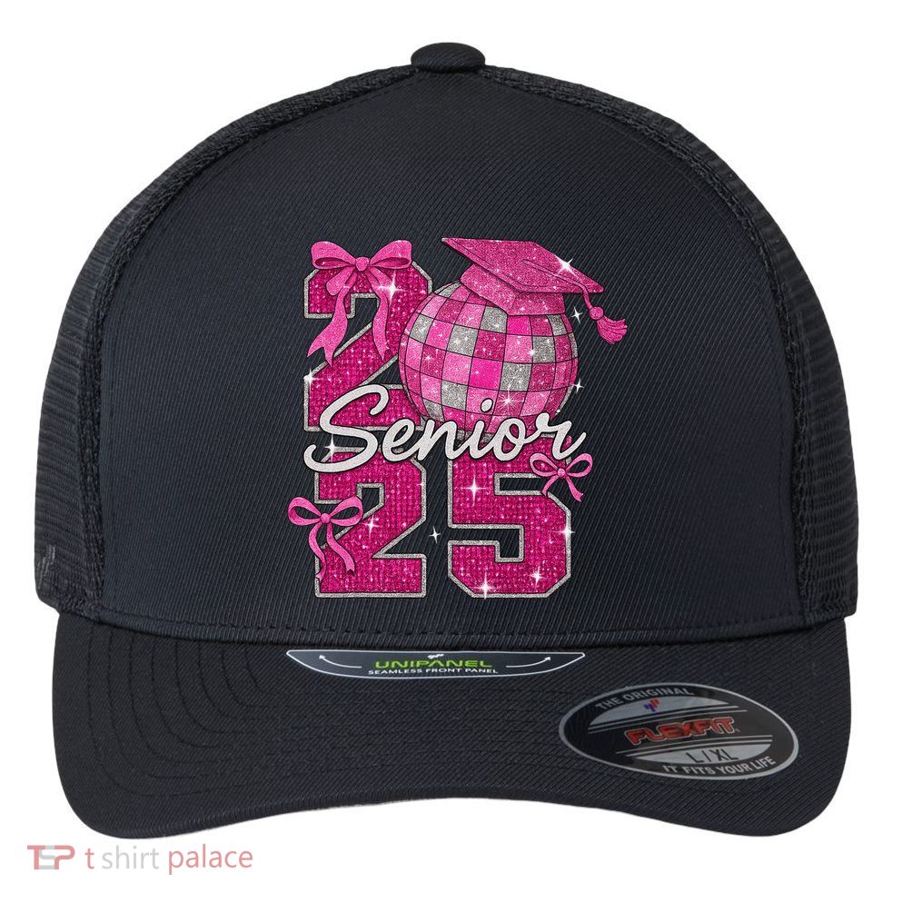 Senior 2025 Class Of 2025 Bows Back To School 2025 Flexfit Unipanel Trucker Cap