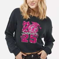 Senior 2025 Class Of 2025 Bows Back To School 2025 Cropped Pullover Crew