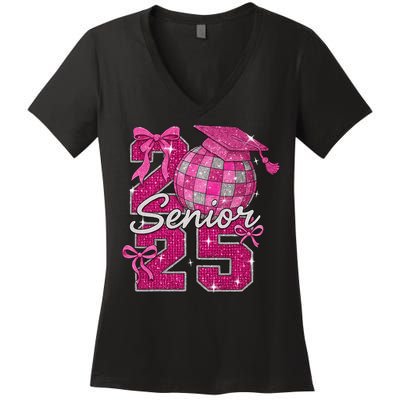 Senior 2025 Class Of 2025 Bows Back To School 2025 Women's V-Neck T-Shirt
