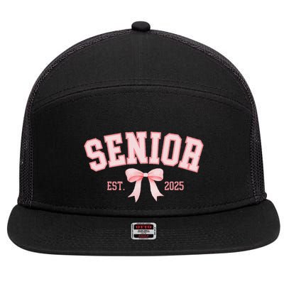 Senior 2025 Coquette Class Of 2025 P.Ink Bows Retro Gift 7 Panel Mesh Trucker Snapback Hat