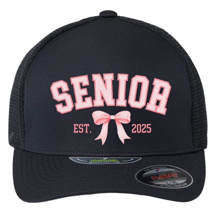 Senior 2025 Coquette Class Of 2025 P.Ink Bows Retro Gift Flexfit Unipanel Trucker Cap