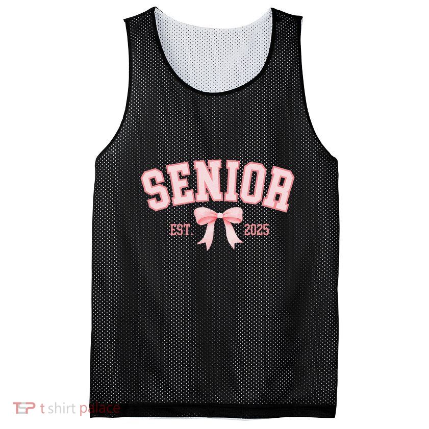 Senior 2025 Coquette Class Of 2025 P.Ink Bows Retro Gift Mesh Reversible Basketball Jersey Tank