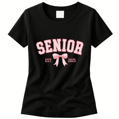 Senior 2025 Coquette Class Of 2025 P.Ink Bows Retro Gift Womens T-Shirt