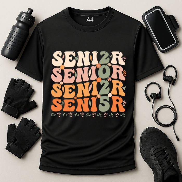 Senior 2025 Class Of 2025 Graduation 2025 Groovy Cooling Performance Crew T-Shirt
